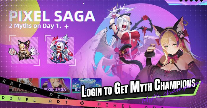 Đăng nhập để nhận các tướng huyền thoại trong game Pixel Saga: Squad RPG