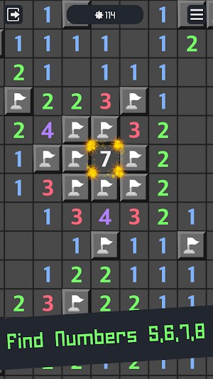 Tìm các số 5,6,7 để kiếm thưởng trong game Pixel Sweepers