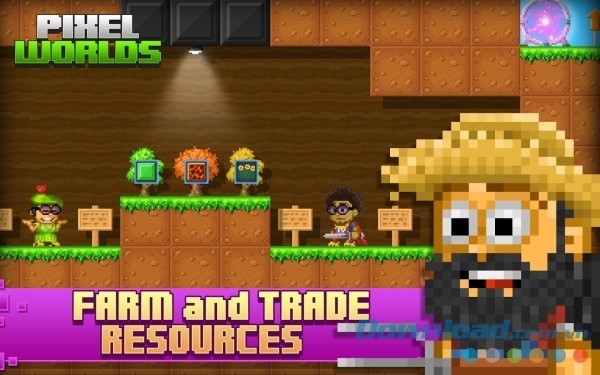 Xây dựng nông trại và giao thương cùng các thành viên cộng đồng Pixel Worlds cho Android