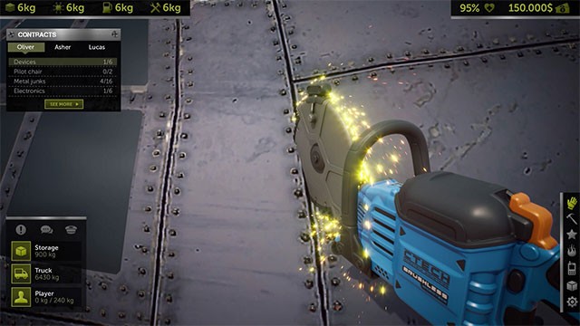 Cắt, tháo dỡ và lọc những bộ phận máy bay còn sử dụng được trong khi chơi Plane Graveyard Simulator