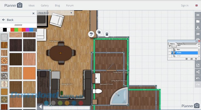 Thay đổi sàn và tường trong Rooms