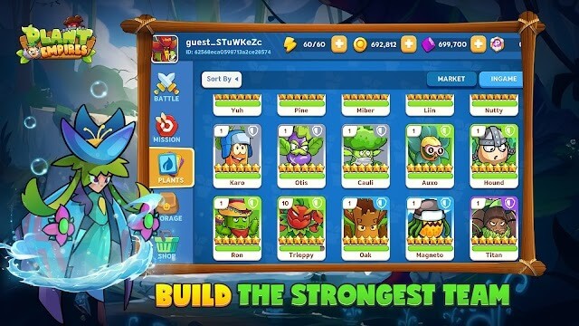 Mỗi loại thực vật trong Plant Empires đều có skin, sức mạnh và kỹ năng riêng