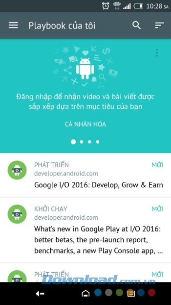 Giao diện Google Playbook