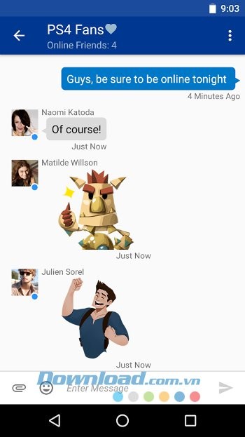 Giao diện trò chuyện của PlayStation Messages