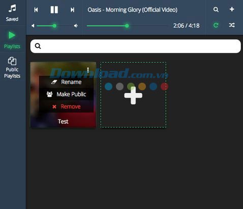 Các thay đổi tùy chọn với playlist
