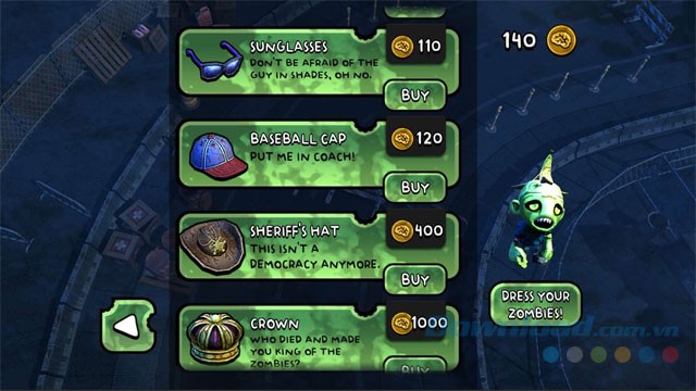 Trang bị đồ cho zombie