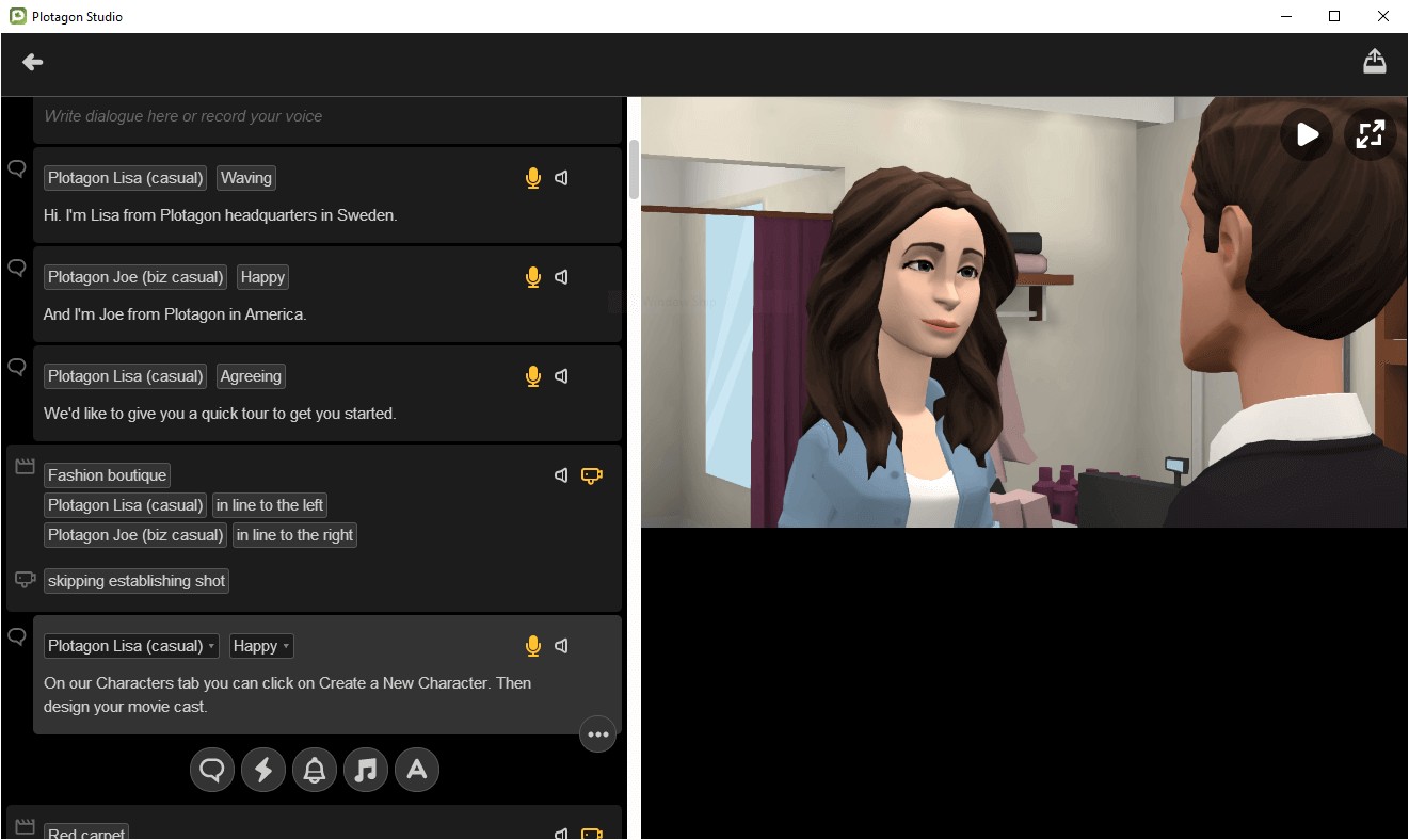 Cảm xúc của nhân vật trong Plotagon