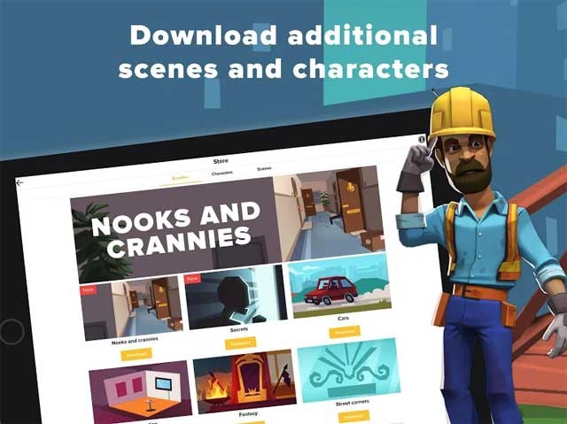 Rất nhiều bối cảnh phim đang chờ bạn mở khóa trong Plotagon for Android