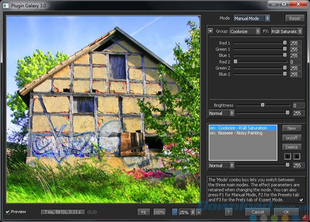 Giao diện của Plugin Galaxy