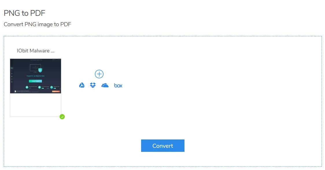 Thực hiện chuyển đổi ảnh bằng nút Convert trên PNG to PDF