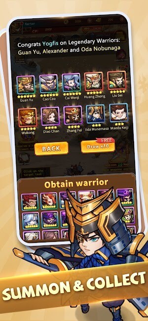 Triệu hồi và thu thập các anh hùng Tam Quốc mạnh mẽ