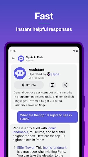 Poe - Fast AI Chat phản hồi tức thời, mang đến cho bạn câu trả lời nhanh chóng