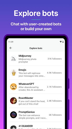 Trò chuyện với các bot do cộng đồng tạo ra hoặc tự mình xây dựng bot riêng