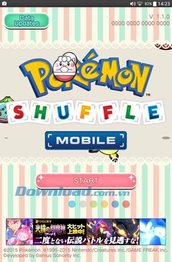 Giao diện khởi động game Pokémon Shuffle Mobile