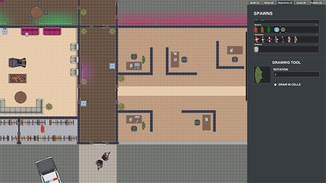 Công cụ Level Editor cho phép thiết kế bàn chơi sáng tạo cho game Police Stories