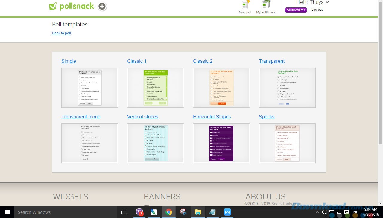 Các lựa chọn mẫu