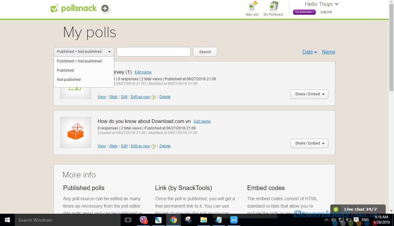 Xem danh sách đã tạo