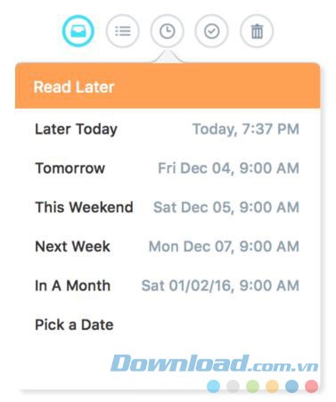 Hoãn gửi thư vào hộp thư đến