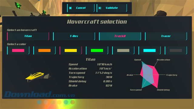 Lựa chọn xe đua trong PolyRace Demo