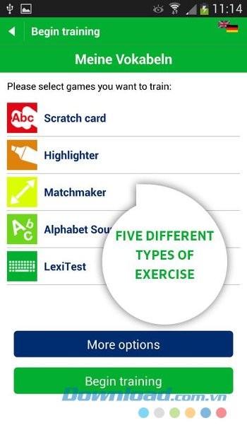 Các cách học từ vựng trên PONS Vocabulary Trainer