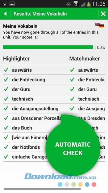 Kiểm tra kết quả học trên PONS Vocabulary Trainer