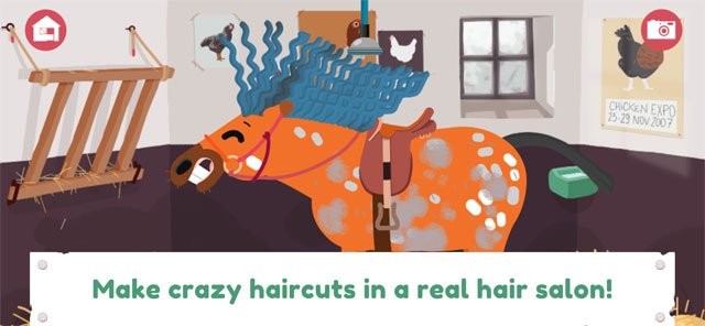 Tạo kiểu bờm cho chú ngựa trong tiệm cắt tóc