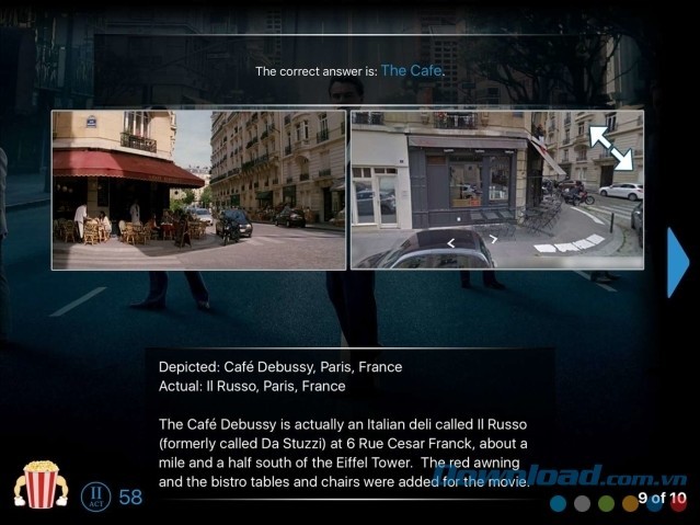 Biết câu trả lời đúng và tham khảo thông tin thú vị trong game đố vui miễn phí PopcornTrivia cho máy tính và Windows 10 Mobile