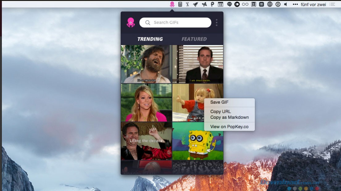 Các lựa chọn với từng tấm ảnh động