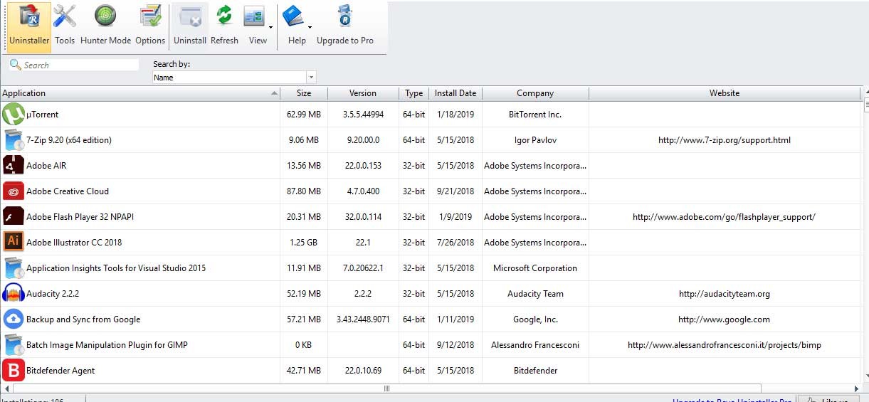 Giao diện Revo Uninstaller Portable