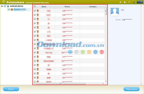 Potatoshare Android Contacts Recovery