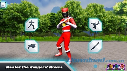 Chạm và vuốt để điều khiển nhân vật trong Power Rangers Dino Charge Rumble