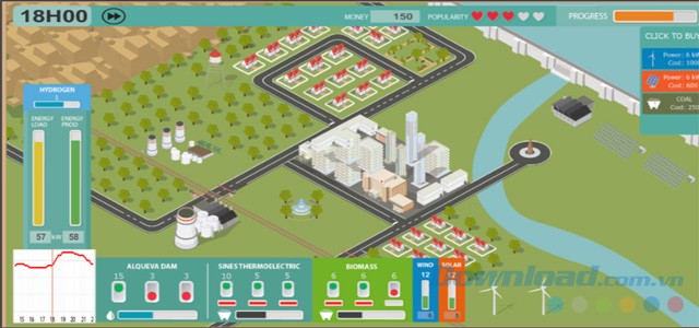 Giao diện chính khi chơi game Power The Grid cho Mac