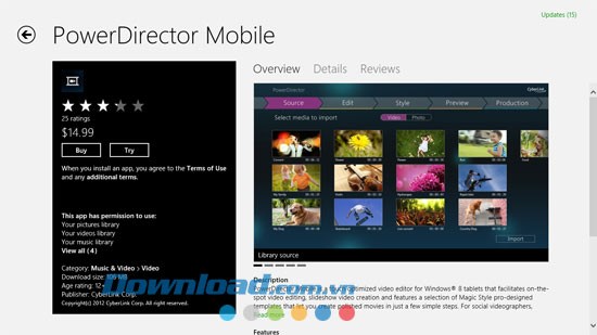 PowerDirector Mobile for Windows 8