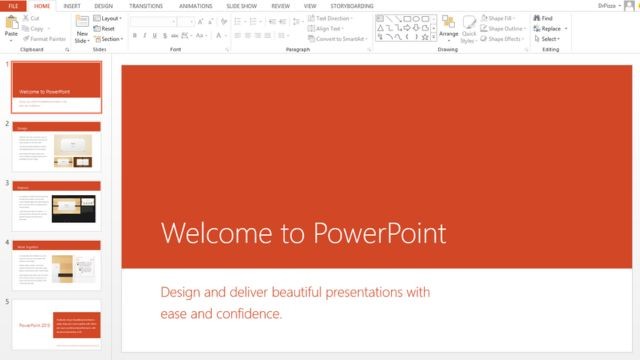 Giao diện phần mềm tạo bài thuyết trình MS PowerPoint 2024