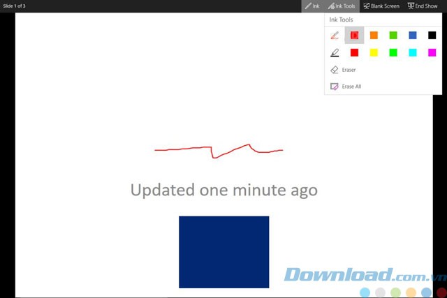 Các công cụ đánh dấu trên slide