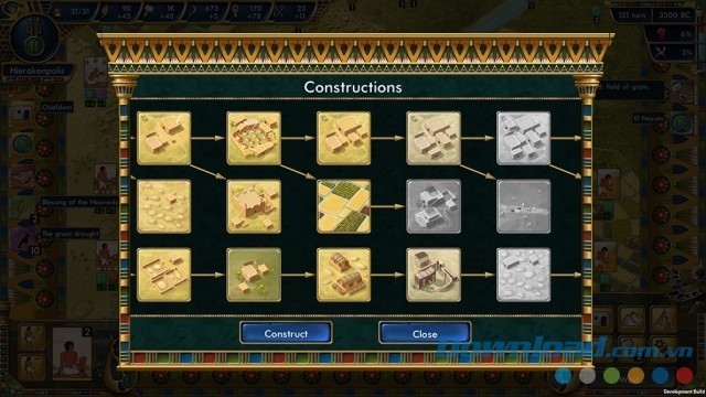 Xây dựng các công trình đa dạng trong game chiến lược theo lượt Pre-Civilization Egypt cho máy tính và Mac