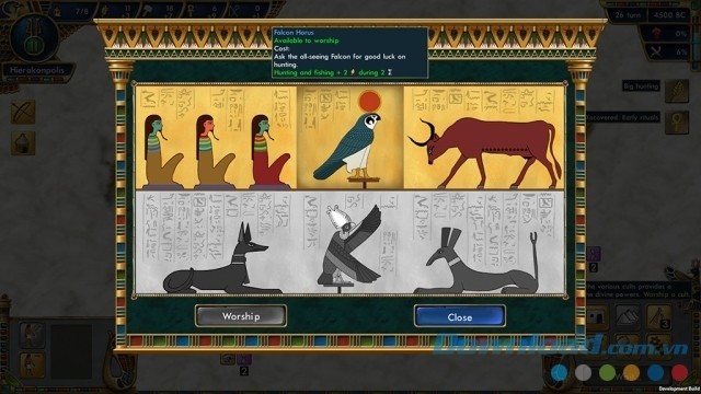 Tôn thờ các vị thần Ai Cập trong game chiến thuật theo lượt Pre-Civilization Egypt cho Mac và máy tính