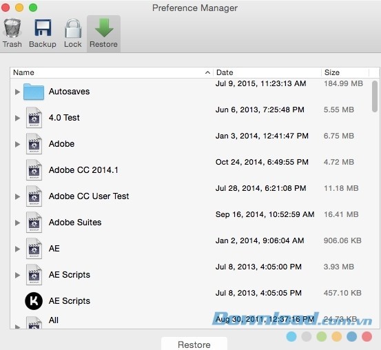 Preference Manager cho Mac khôi phục trọn vẹn file cấu hình các công cụ biên tập video