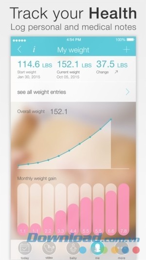 Pregnancy + cho iOS theo dõi sức khỏe