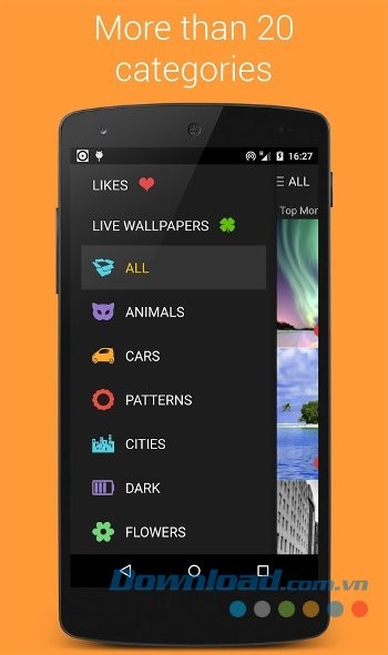 Premium Wallpapers HD gồm hơn 20 thư mục ảnh khác nhau