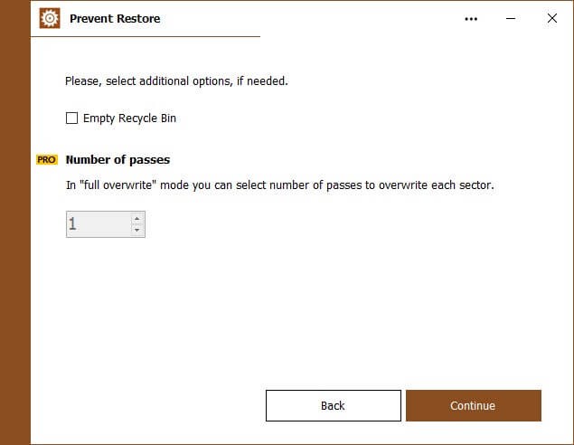 Prevent Restore giúp xoá dữ liệu hoàn toàn triệt để