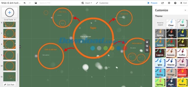 Màn hình làm việc của Prezi
