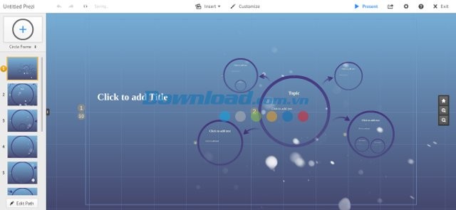 Trang làm việc của Prezi
