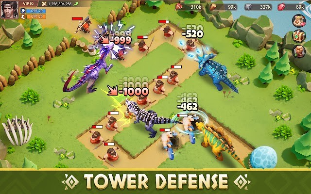 Tham gia các cuộc chiến phòng thủ thời tiền sử, chống lại kẻ thù xâm lược trong game Primal Conquest: Dino Era