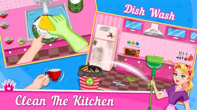 Rửa sạch đĩa bẩn và vệ sinh nhà bếp để cô ấy có thể nấu những món ăn ngon