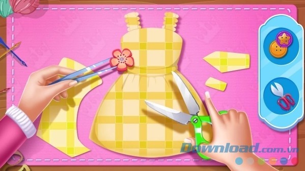 Princess Tailor Shop cho Android hướng dẫn bé các bước may quần áo cơ bản