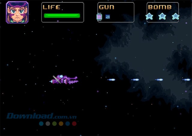 Điều khiển phi thuyền vũ trụ trong game bắn súng không gian Prisma Warp cho máy tính