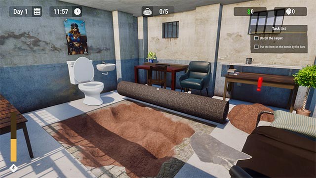 Nâng cấp nhà tù bằng cách mở khóa item, đồ nội thất trong Prison Escape Simulator: Dig Out