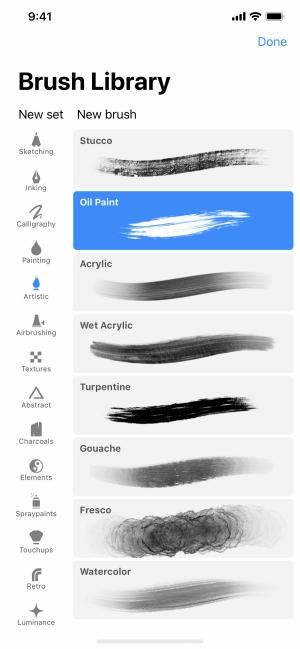 Procreate Pocket sở hữu một thư viện cọ vẽ đột phá