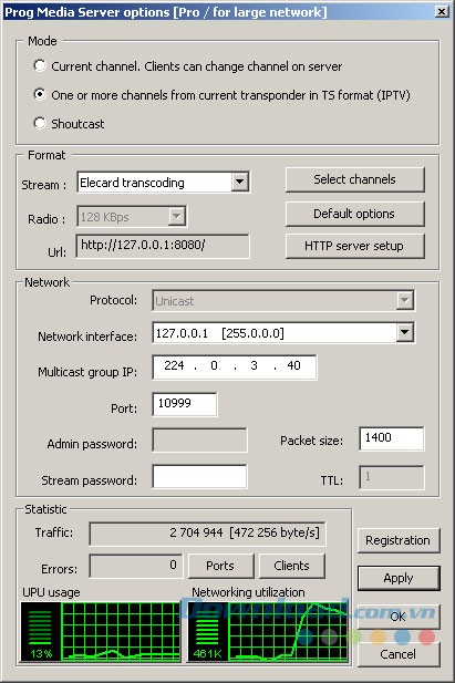 Giao diện Prog Media Server